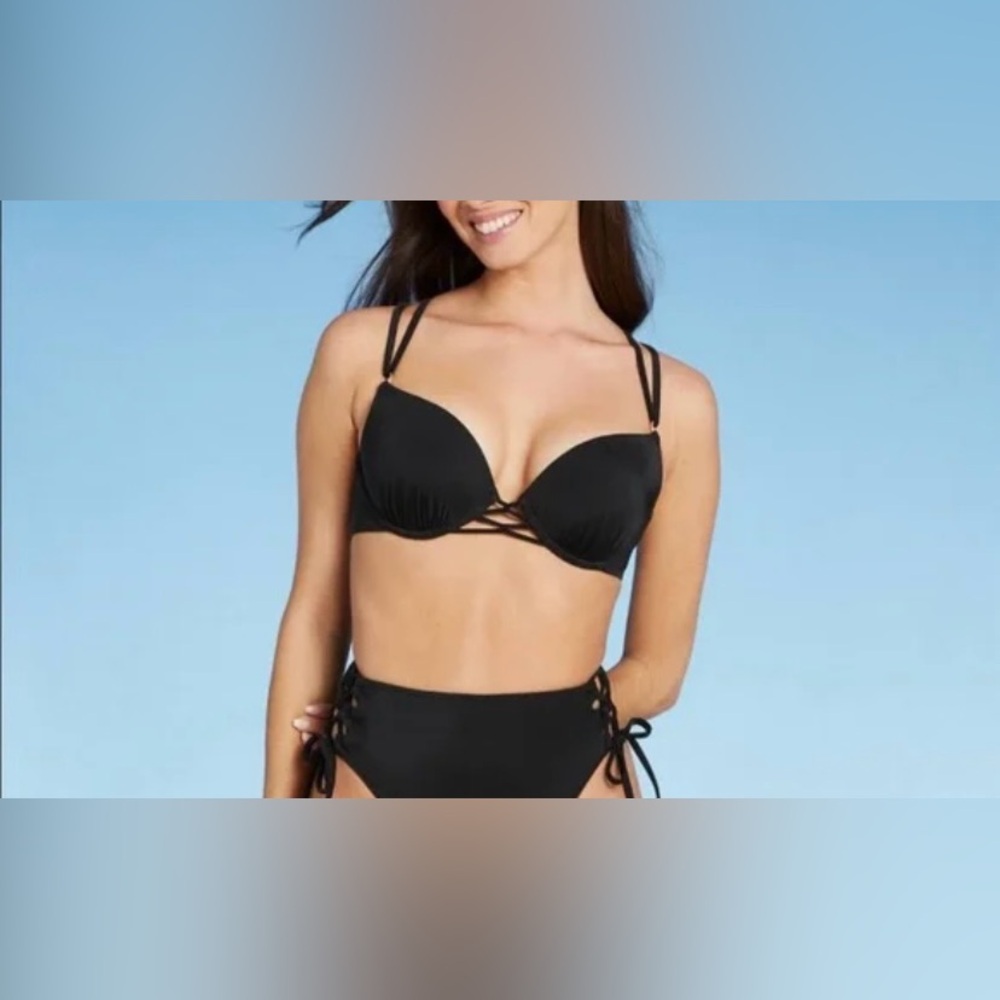 Shade & shore Black Strappy Bikini top